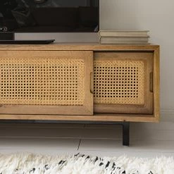 Ars manufacti Meuble TV Vina - Manguier massif / Rotin - Manguier / Noir -loftscape Boutique 1000178070 200320 14034600005 DETAILS P000000001000178070