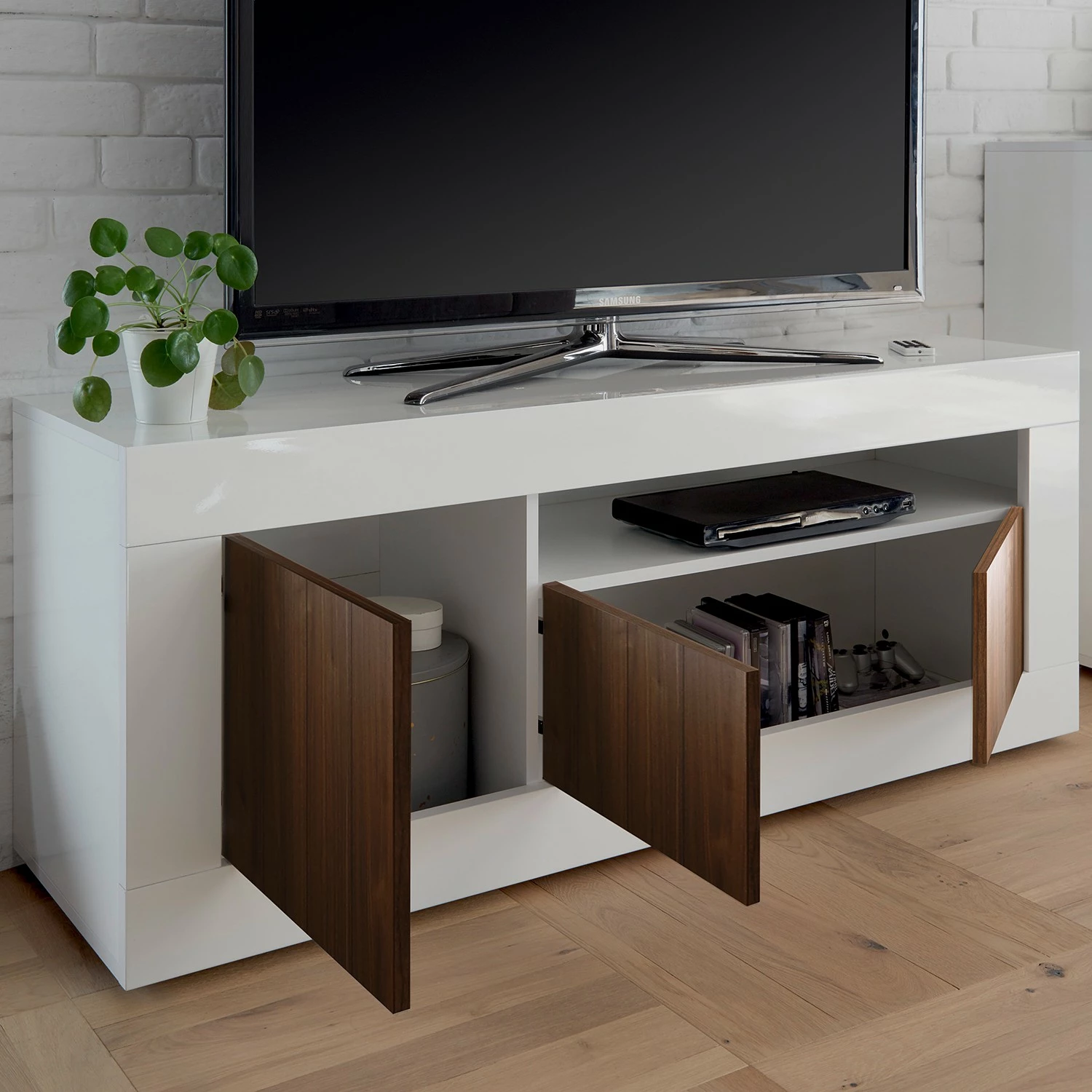 LC Spa Meuble TV Urbino - Imitation noisetier / Blanc 11 LC Spa Meuble TV Urbino - Imitation noisetier / Blanc – Image 9