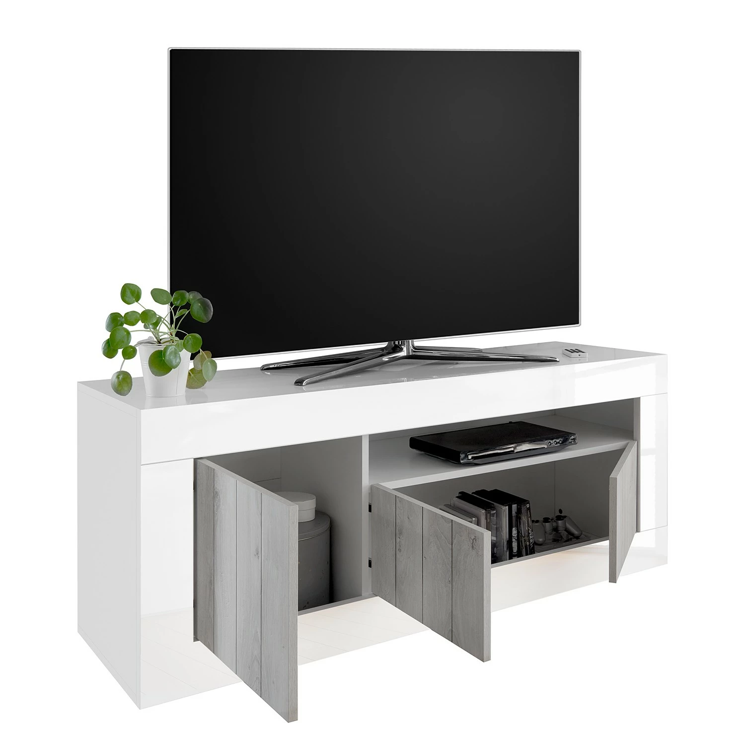 LC Spa Meuble TV Urbino - Gris clair / Blanc 5 LC Spa Meuble TV Urbino - Gris clair / Blanc – Image 3
