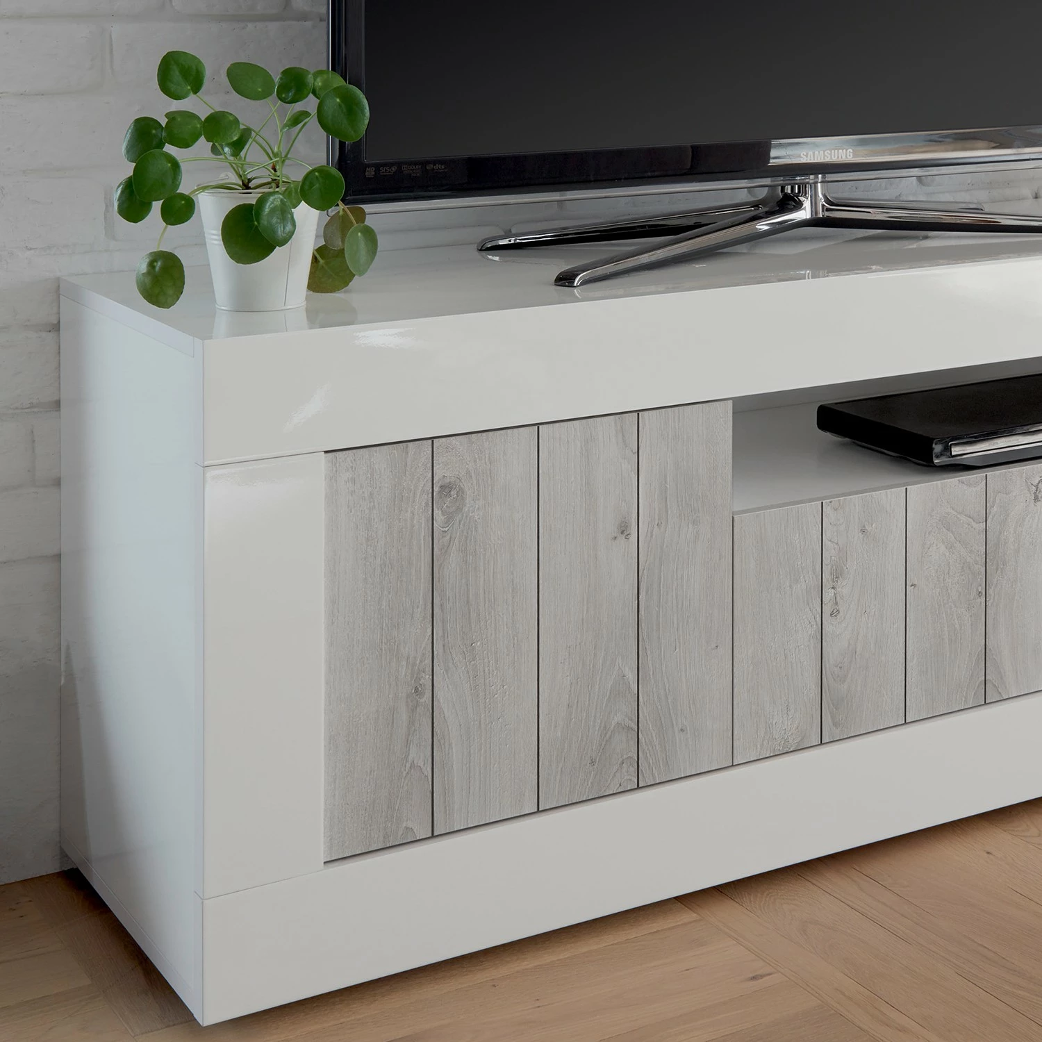 LC Spa Meuble TV Urbino - Gris clair / Blanc 6 LC Spa Meuble TV Urbino - Gris clair / Blanc – Image 4