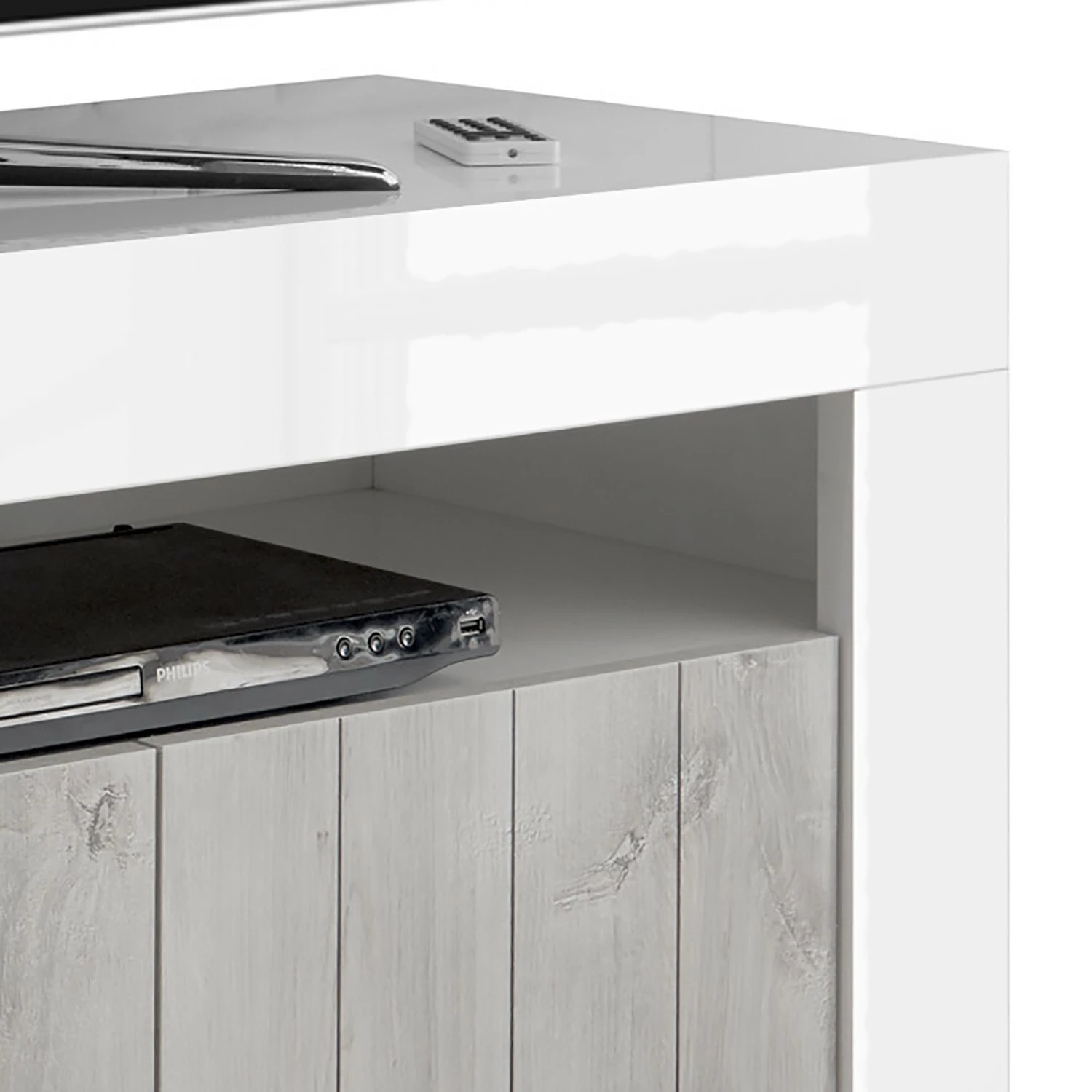 LC Spa Meuble TV Urbino - Gris clair / Blanc 7 LC Spa Meuble TV Urbino - Gris clair / Blanc – Image 5