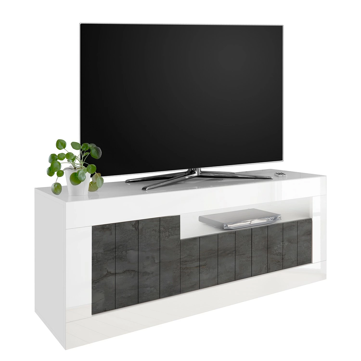 LC Spa Meuble TV Urbino - Gris foncé / Blanc 3 LC Spa Meuble TV Urbino - Gris foncé / Blanc
