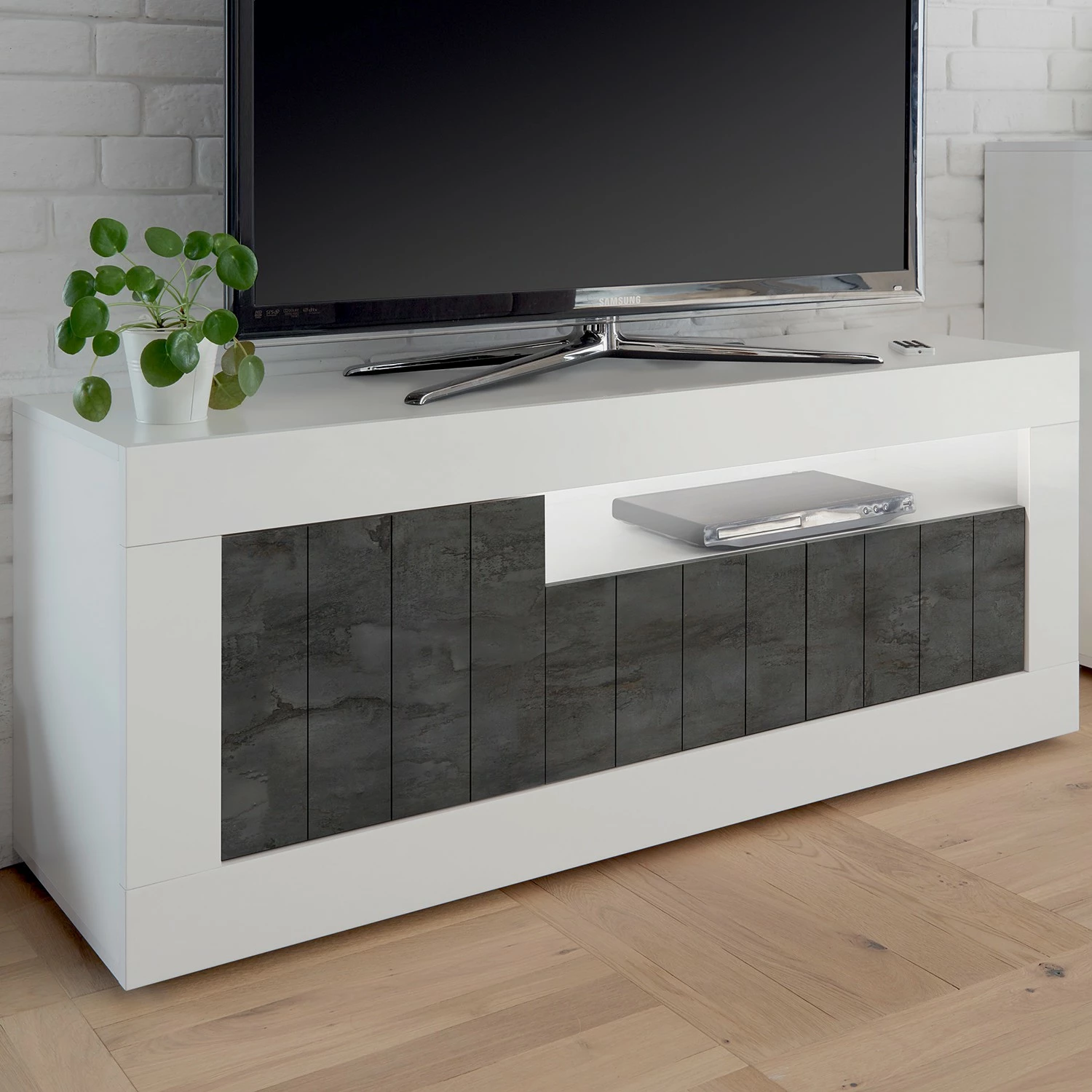 LC Spa Meuble TV Urbino - Gris foncé / Blanc 5 LC Spa Meuble TV Urbino - Gris foncé / Blanc – Image 3