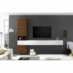 LC Spa Ensemble meubles TV Infinity III (7 él.) - Blanc / Imitation noyer foncé