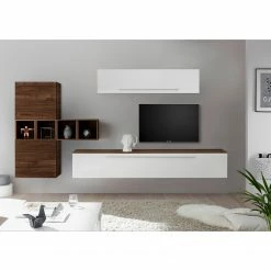 LC Spa Ensemble meubles TV Infinity VI (9 él.) - Blanc / Imitation noyer foncé