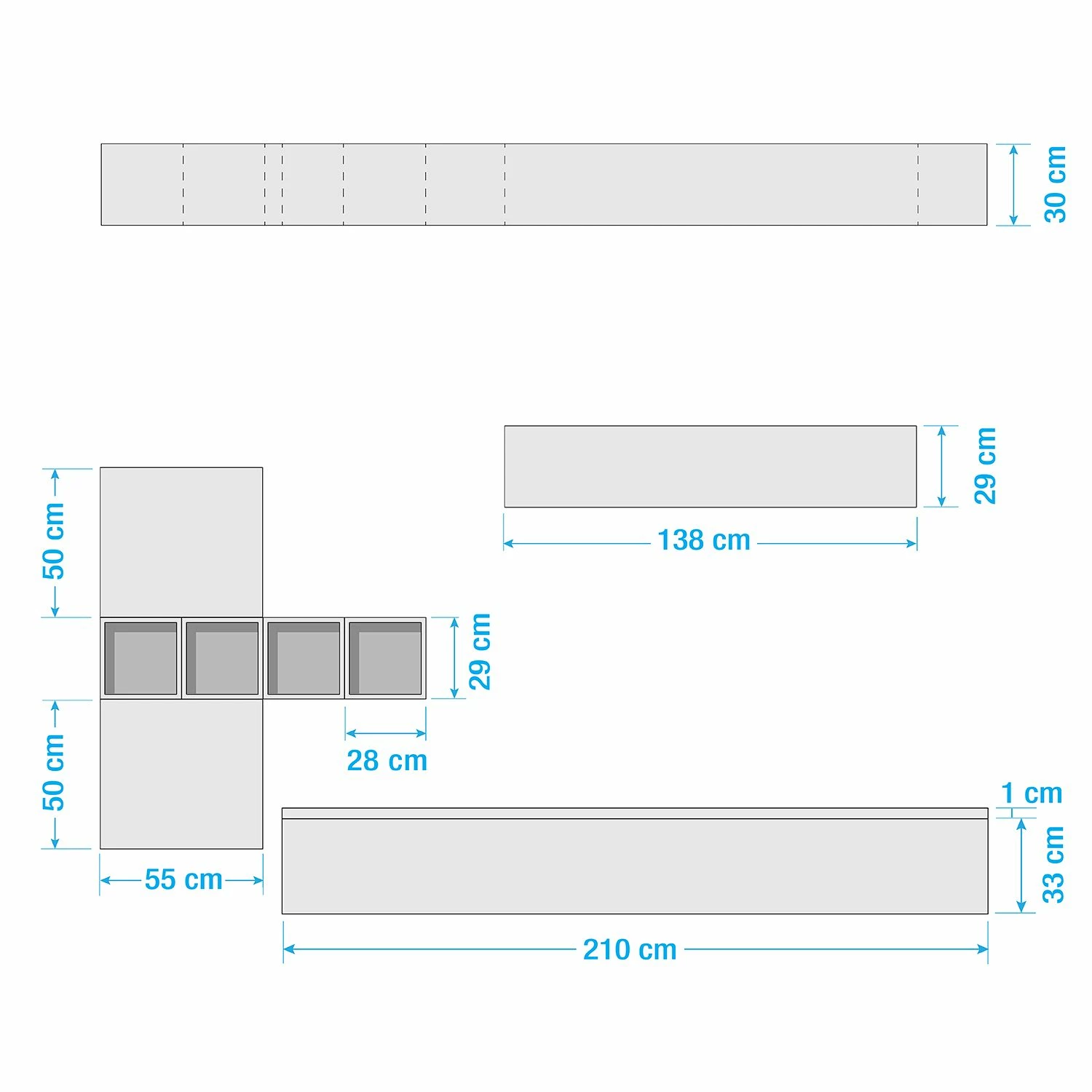 LC Spa Ensemble meubles TV Infinity VI (9 él.) - Blanc / Imitation noyer foncé 9 LC Spa Ensemble meubles TV Infinity VI (9 él.) - Blanc / Imitation noyer foncé – Image 7