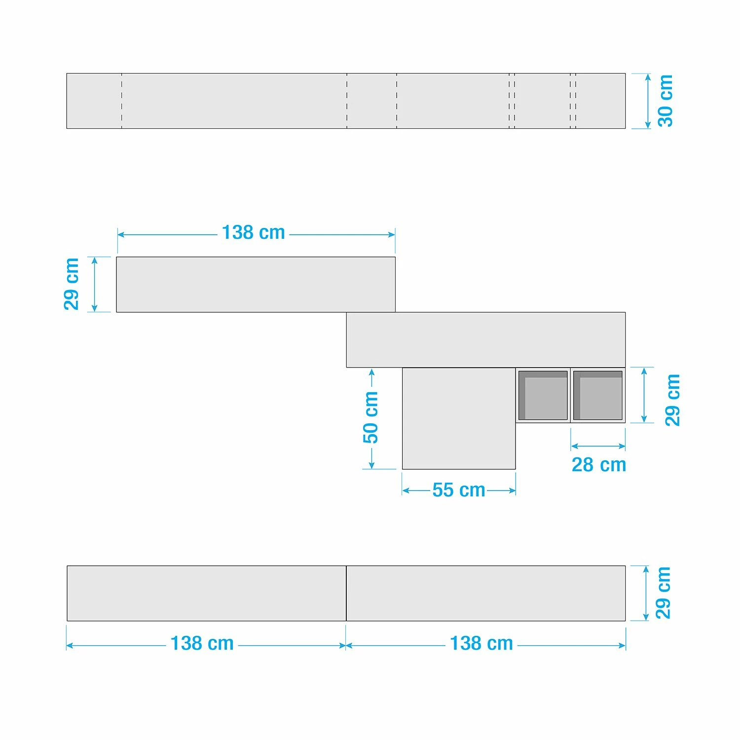 LC Spa Ensemble meubles TV Infinity IV (7 él.) - Imitation béton / Graphite 8 LC Spa Ensemble meubles TV Infinity IV (7 él.) - Imitation béton / Graphite – Image 6