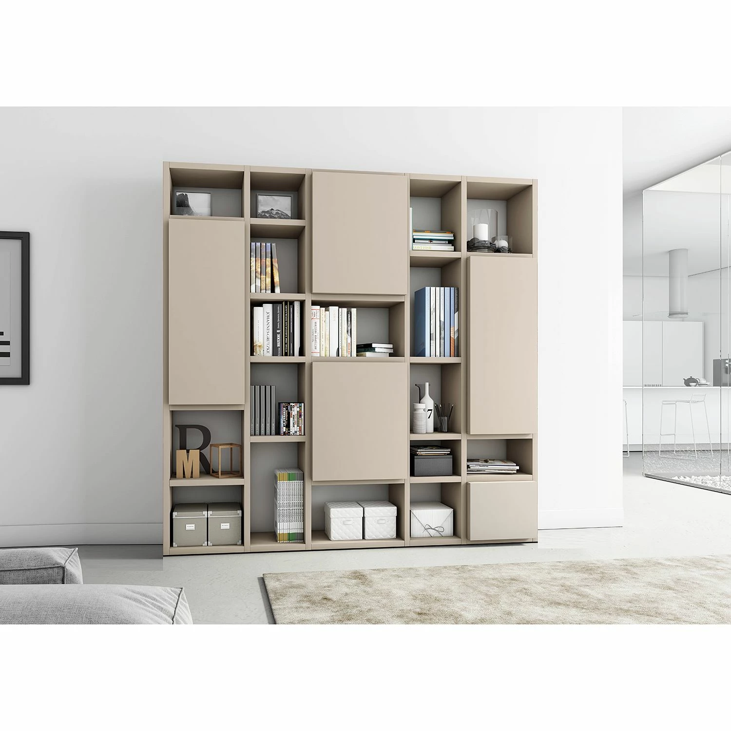 Loftscape Bibliothèque Emporior VII - Mat beige clair - Largeur : 224 cm 3 Loftscape Bibliothèque Emporior VII - Mat beige clair - Largeur : 224 cm