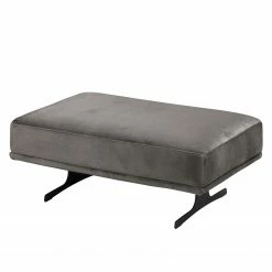 Fredriks Repose-pieds capitonné Hendra II - Tissu - Velours Onoli: Gris fumé