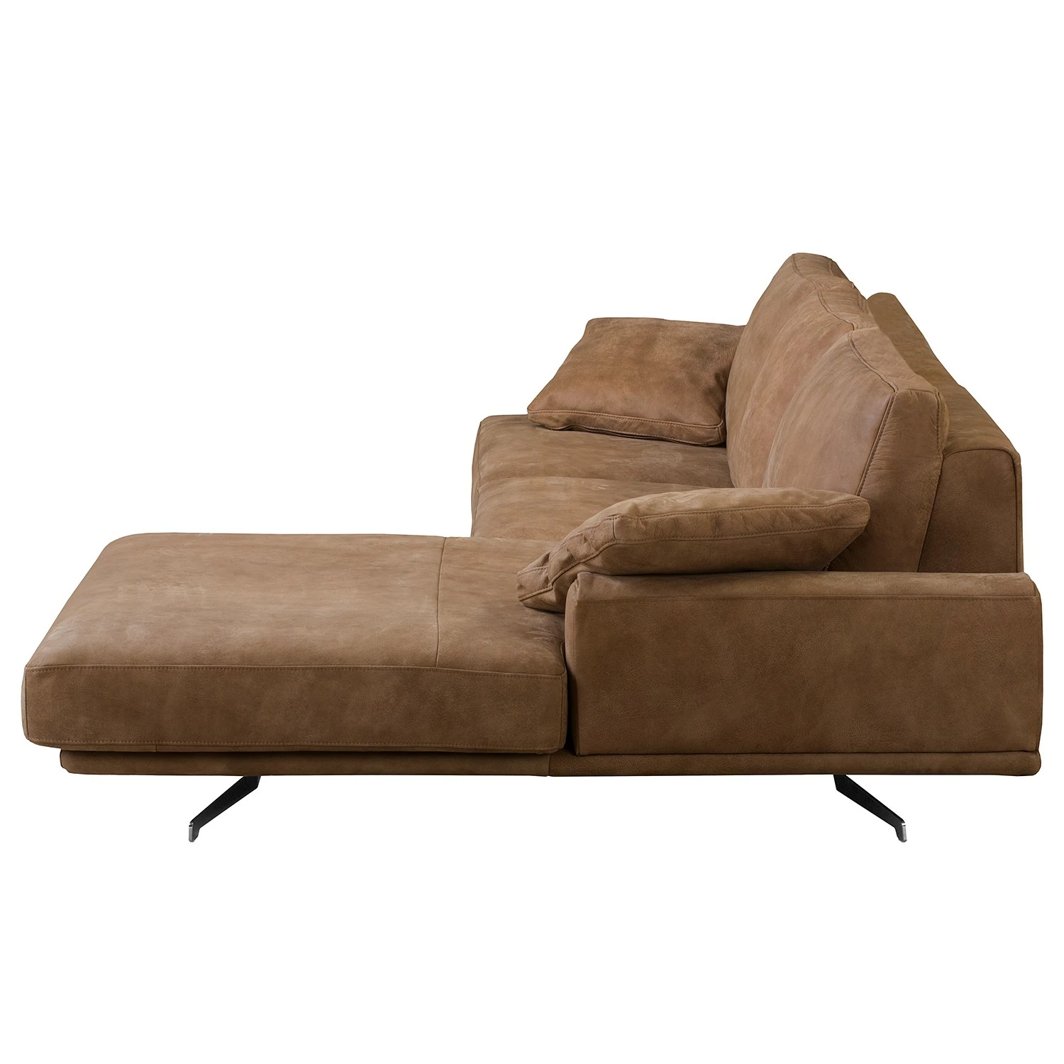 Ars manufacti Canapé d’angle Hendra I - Cuir véritable - Marron - Méridienne courte à droite (vue de face) 6 Ars manufacti Canapé d’angle Hendra I - Cuir véritable - Marron - Méridienne courte à droite (vue de face) – Image 4