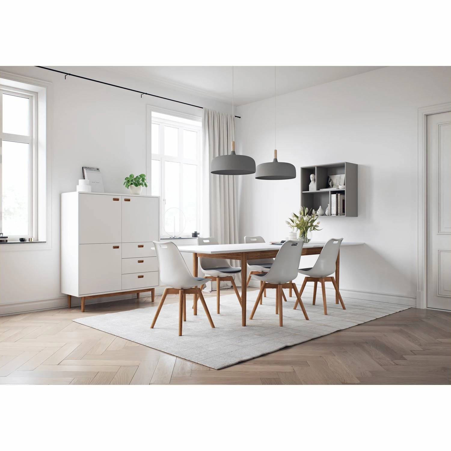 Tenzo Buffet haut Svea - Blanc / Imitation chêne 4 Tenzo Buffet haut Svea - Blanc / Imitation chêne – Image 2