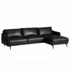 Studio Copenhagen Canapé d’angle Harlev - Cuir véritable - Méridienne courte à droite (vue de face)