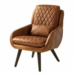 Ars manufacti Fauteuil Belrose II - Cuir véritable - Cognac