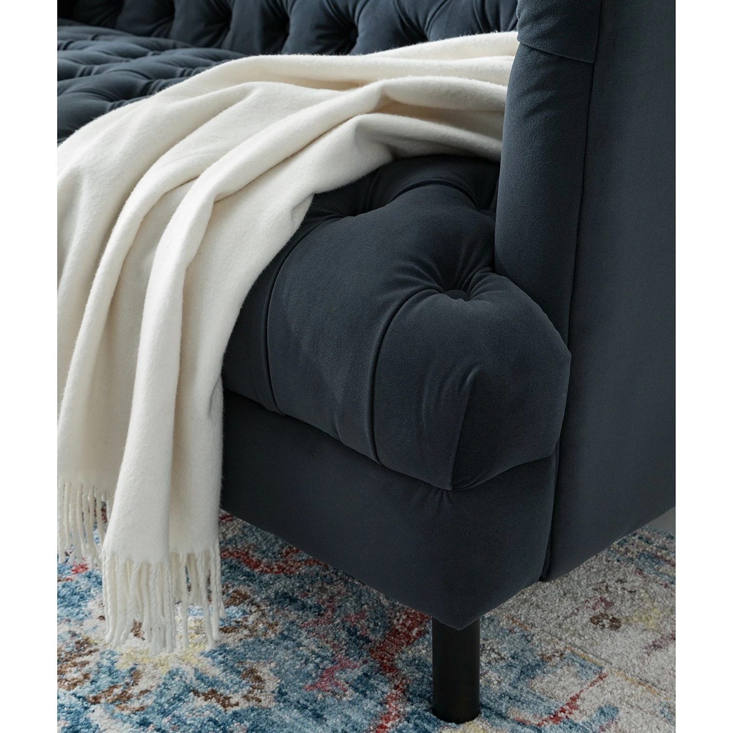 Jack & Alice Canapé Mindarie (3 places) - Velours - Bleu foncé 16 Jack & Alice Canapé Mindarie (3 places) - Velours - Bleu foncé – Image 14