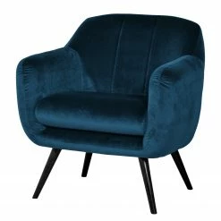 Jack & Alice Fauteuil Bowhill - Velours - Bleu foncé