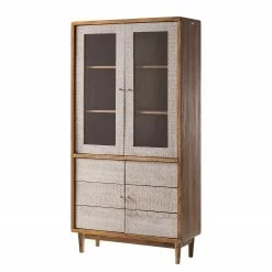 Ars manufacti Vitrine Buuda - Partiellement en acacia massif - Écru / Acacia