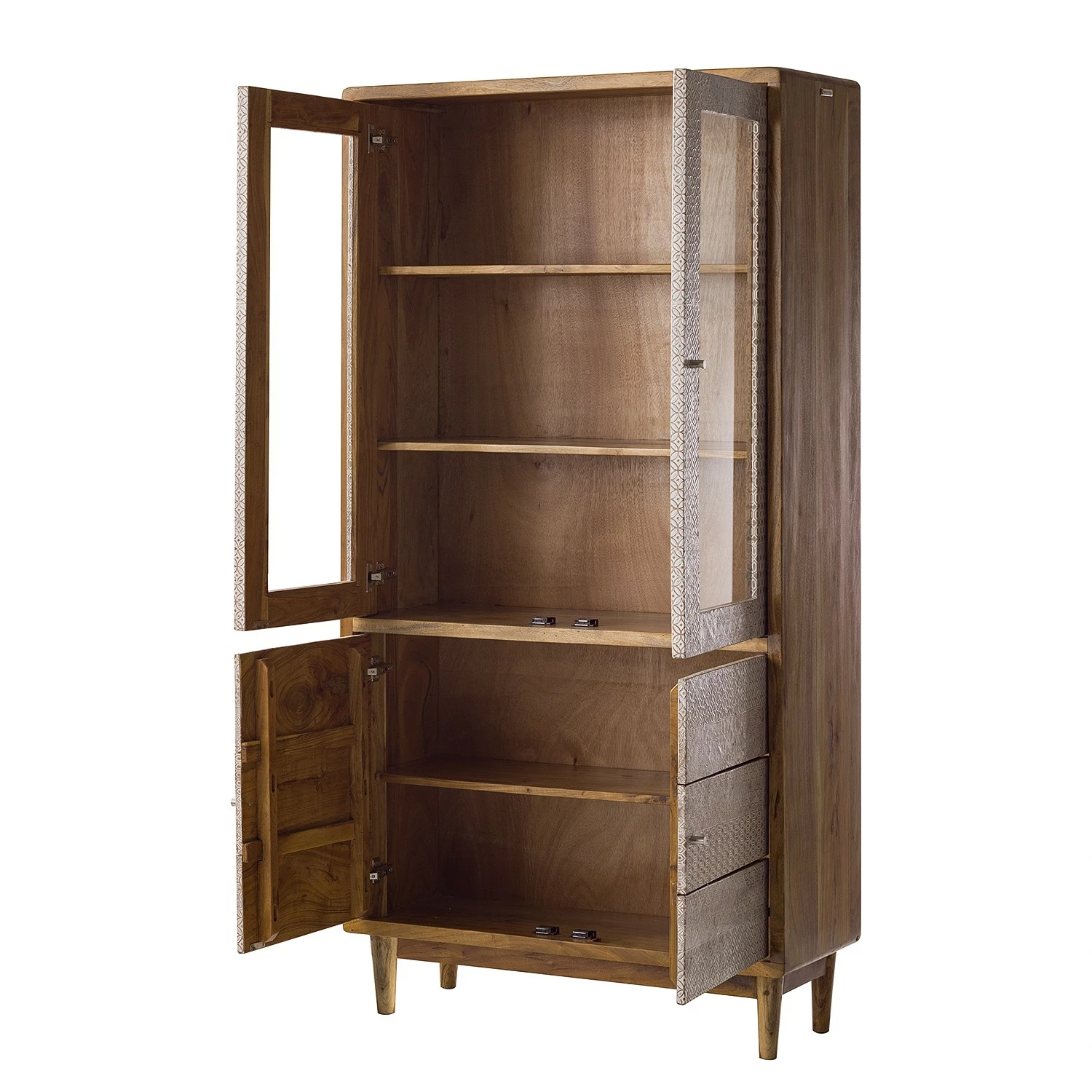 Ars manufacti Vitrine Buuda - Partiellement en acacia massif - Écru / Acacia 12 Ars manufacti Vitrine Buuda - Partiellement en acacia massif - Écru / Acacia – Image 10