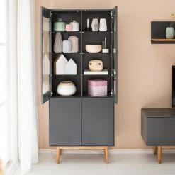 Mørteens Ensemble meubles TV Lindholm II (4 él.) - Partiellement en chêne massif - Gris -loftscape Boutique 1000182335 200110 17352000036 DETAILS P000000001000182335