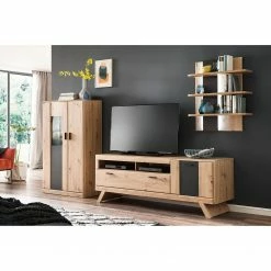 Naturoo Meuble TV Coulogne II - Imitation planches de chêne / Anthracite - Largeur : 179 cm -loftscape Boutique 1000182658 190725 11581000109 MOOD DETAILS P000000001000182658 mood