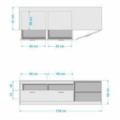 Naturoo Meuble TV Coulogne I - Imitation planches de chêne / Anthracite - Largeur : 179 cm -loftscape Boutique 1000182662 190725 11581300135 SKETCH DETAILS P000000001000182662 sketch