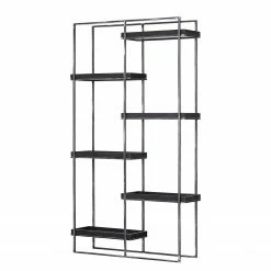 Red Living Étagère Pondo - Acacia massif / Métal - Acacia noir / Noir