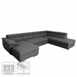 Modoform Canapé panoramique Swain - Tissu - Anthracite - Méridienne courte à gauche (vue de face) - Avec fonction couchage -loftscape Boutique 1000183420 191111 17585300730 ICON DETAILS P000000001000183420 icon seal