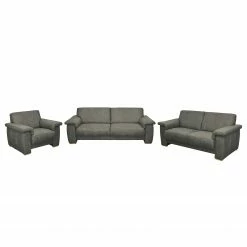 Modoform Ensemble de canapés Picabu (3-2-1) - Aspect cuir vieilli - Gris foncé