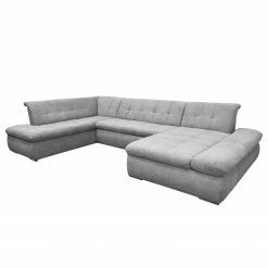 Loftscape Canapé panoramique Lemley - Tissu - Platine - Méridienne courte à droite (vue de face) - Sans fonction