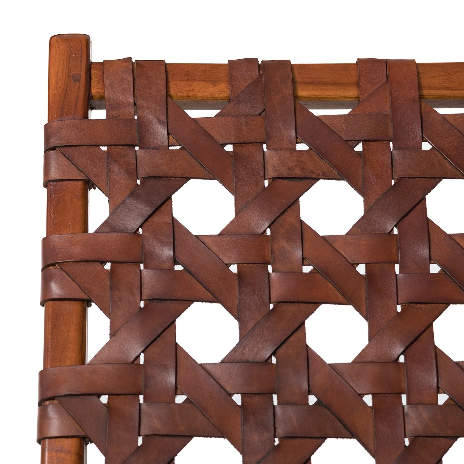 Ars manufacti Fauteuil design Copan - Cuir tressé / Teck massif - marron cognac / Teck 9 Ars manufacti Fauteuil design Copan - Cuir tressé / Teck massif - marron cognac / Teck – Image 7