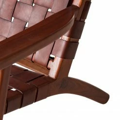 Ars manufacti Fauteuil design Bourbourg - Cuir tressé / Teck massif - marron cognac / Teck -loftscape Boutique 1000183947 200204 15373200024 DETAILS P000000001000183947