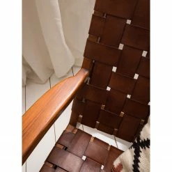 Ars manufacti Fauteuil design Bourbourg - Cuir tressé / Teck massif - marron cognac / Teck -loftscape Boutique 1000183947 200406 13490700004 DETAILS P000000001000183947