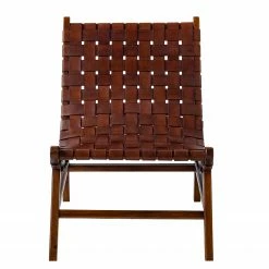 Ars manufacti Fauteuil design Bourbourg I - Cuir tressé / Teck massif - marron cognac / Teck -loftscape Boutique 1000183949 200317 14382800008 DETAILS P000000001000183949