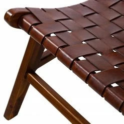 Ars manufacti Fauteuil design Bourbourg I - Cuir tressé / Teck massif - marron cognac / Teck -loftscape Boutique 1000183949 200317 14383000012 DETAILS P000000001000183949