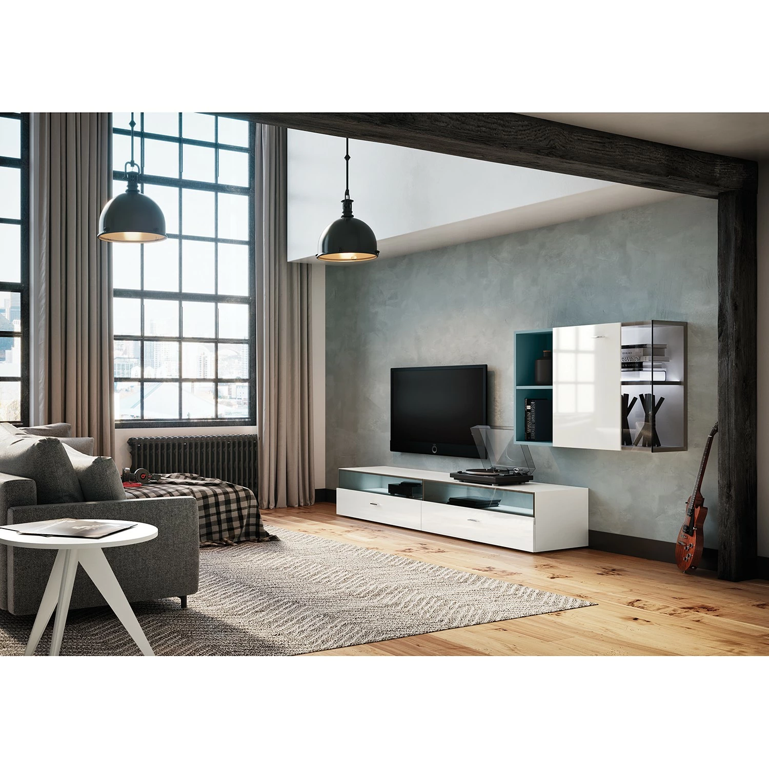 Now! by hülsta MeublesTV muraux now no. 14 III (3 él.) - Blanc brillant 4 Now! by hülsta MeublesTV muraux now no. 14 III (3 él.) - Blanc brillant – Image 2