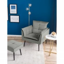 Jack & Alice Fauteuil Trilla - Avec repose-pieds - Velours - Gris -loftscape Boutique 1000184273 210323 15252001937 MOOD DETAILS P000000001000184273 mood