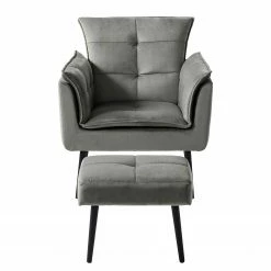 Jack & Alice Fauteuil Trilla - Avec repose-pieds - Velours - Gris -loftscape Boutique 1000184273 210323 15252201941 DETAILS P000000001000184273