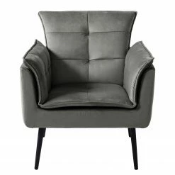 Jack & Alice Fauteuil Trilla - Avec repose-pieds - Velours - Gris -loftscape Boutique 1000184273 210323 15252301944 DETAILS P000000001000184273