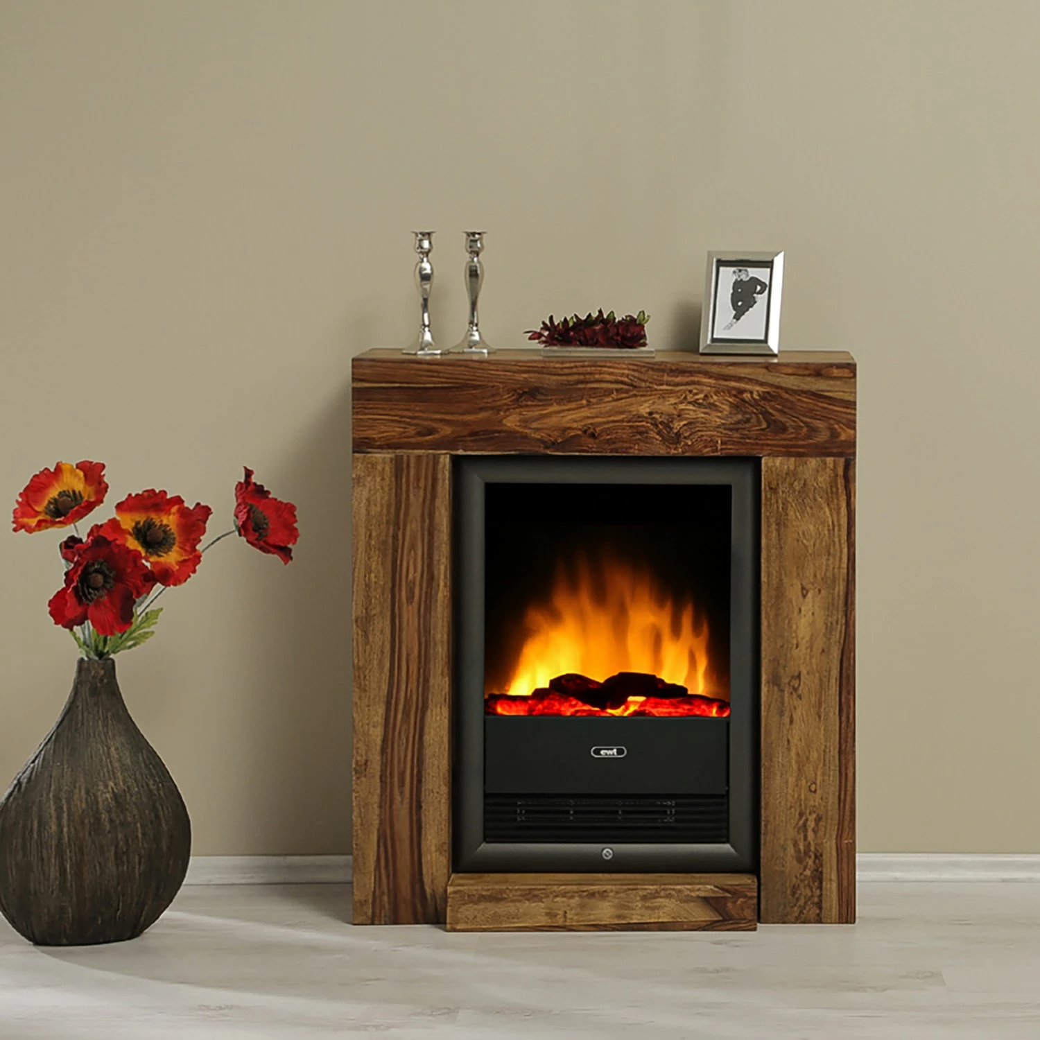 Naturoo Cheminée électrique Agra - Sheesham miel foncé 5 Naturoo Cheminée électrique Agra - Sheesham miel foncé – Image 3