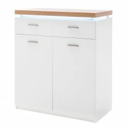 Loftscape Meuble à chaussures Mundai II - Avec éclairage  - Blanc / Imitation chêne de Wotan