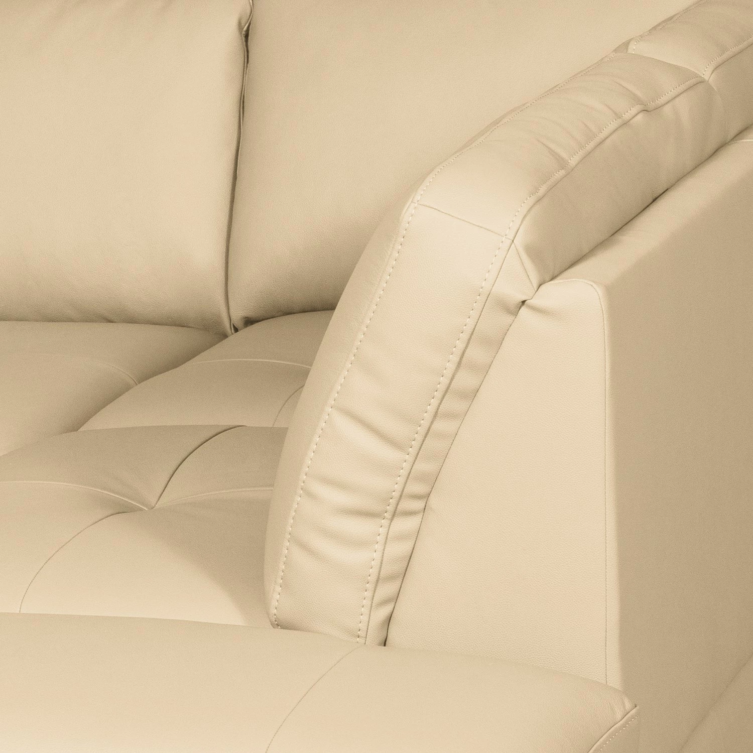 Naturoo Canapé d’angle London - Cuir véritable / Imitation cuir - Beige chaud - Méridienne longue à droite (vue de face) - Sans fonction 8 Naturoo Canapé d’angle London - Cuir véritable / Imitation cuir - Beige chaud - Méridienne longue à droite (vue de face) - Sans fonction – Image 6