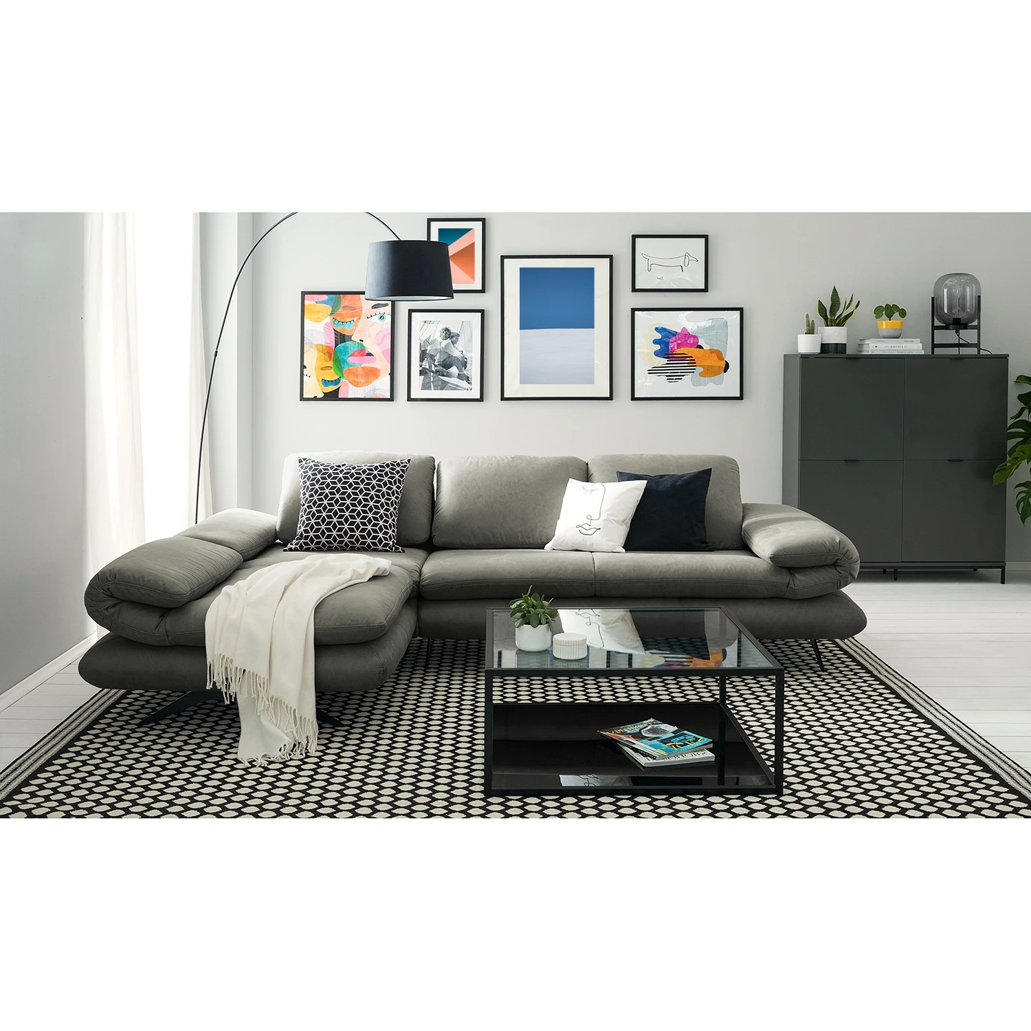 Loftscape Canapé d’angle Whaltey III - Aspect cuir vieilli - Gris foncé - Méridienne courte à gauche (vue de face) 4 Loftscape Canapé d’angle Whaltey III - Aspect cuir vieilli - Gris foncé - Méridienne courte à gauche (vue de face) – Image 2