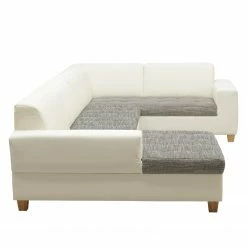 Ars Natura Canapé panoramique Roblin II - Tissu structuré / Imitation cuir - Gris / Blanc - Méridienne courte à gauche (vue de face) - Sans fonction -loftscape Boutique 1000186853 200723 19000000461 DETAILS P000000001000186853