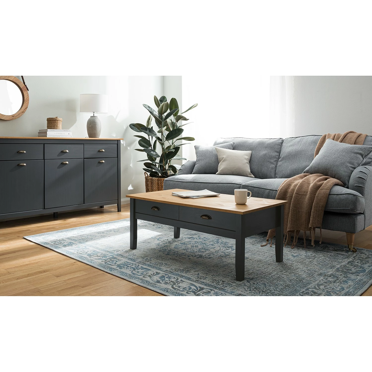 Maison Belfort Table basse Rivery - Pin massif - Anthracite 4 Maison Belfort Table basse Rivery - Pin massif - Anthracite – Image 2