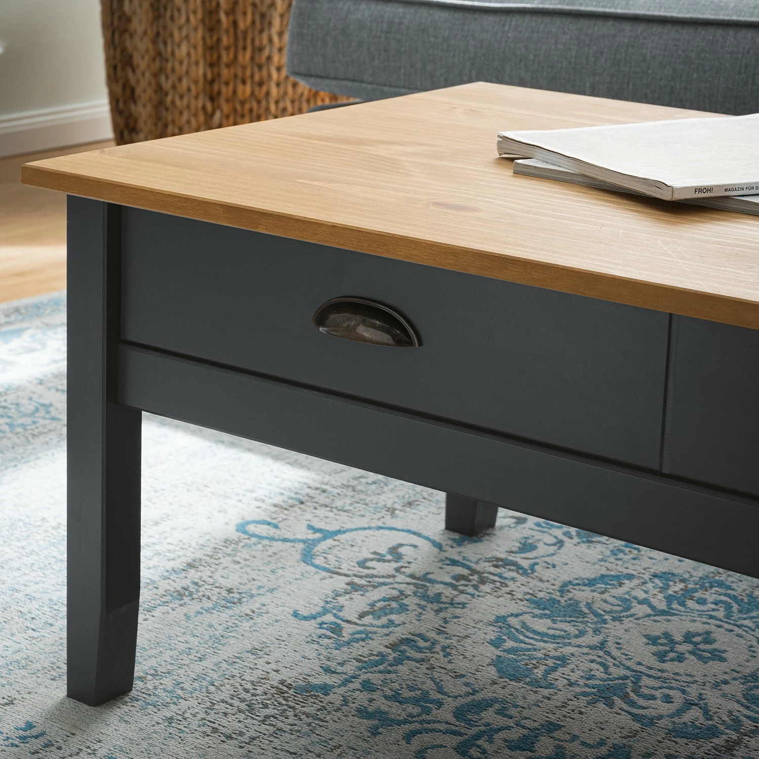 Maison Belfort Table basse Rivery - Pin massif - Anthracite 5 Maison Belfort Table basse Rivery - Pin massif - Anthracite – Image 3