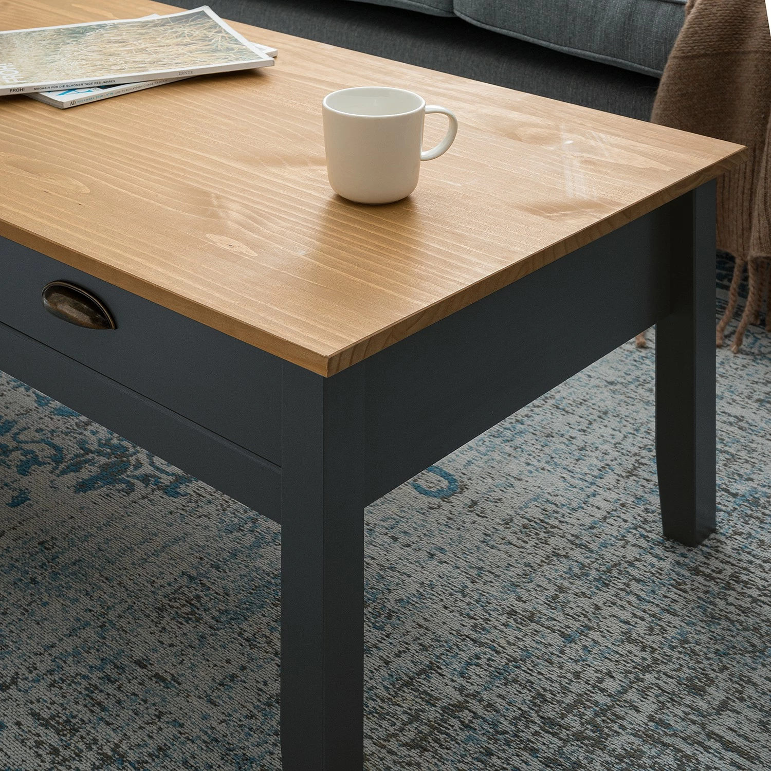 Maison Belfort Table basse Rivery - Pin massif - Anthracite 6 Maison Belfort Table basse Rivery - Pin massif - Anthracite – Image 4