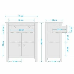 Maison Belfort Commode Belleria III - Pin massif - Blanc -loftscape Boutique 1000187586 200214 06021600015 SKETCH DETAILS P000000001000187586 sketch