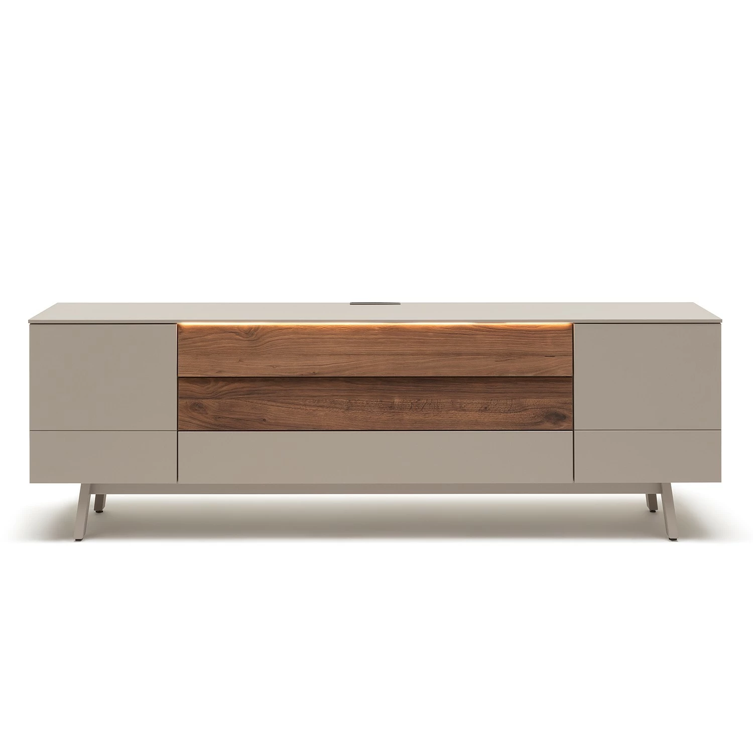 GWINNER Meuble TV Misano - Placage en bois véritable - Gris Sahara / Planches de chêne - Gris Sahara / Poutres en chêne - Avec éclairage 5 GWINNER Meuble TV Misano - Placage en bois véritable - Gris Sahara / Planches de chêne - Gris Sahara / Poutres en chêne - Avec éclairage – Image 3