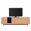 GWINNER Meuble TV Style I - Placage en bois véritable / Métal - Chêne / Anthracite