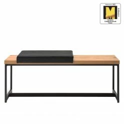 GWINNER Banc d’entrée Style - Cuir véritable / Placage en bois véritable - Noir / Chêne -loftscape Boutique 1000188726 191119 12335500015 ICON DETAILS P000000001000188726 icon seal