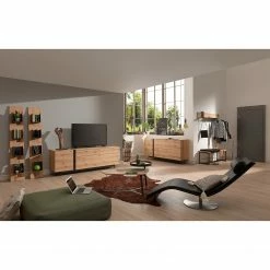 GWINNER Table basse Style II - Placage en bois véritable / Métal - Chêne / Anthracite -loftscape Boutique 1000188731 190926 06090600053 MOOD DETAILS P000000001000188731 mood